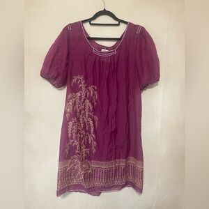 Max Studio Specialty Products women's L cotton/silk boho puff sleeve dress NWT